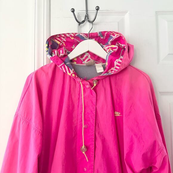 Nike Vintage 90s Hot Pink Purple Stripe Packable Fannypack Windbreaker Jacket L - Picture 4 of 13